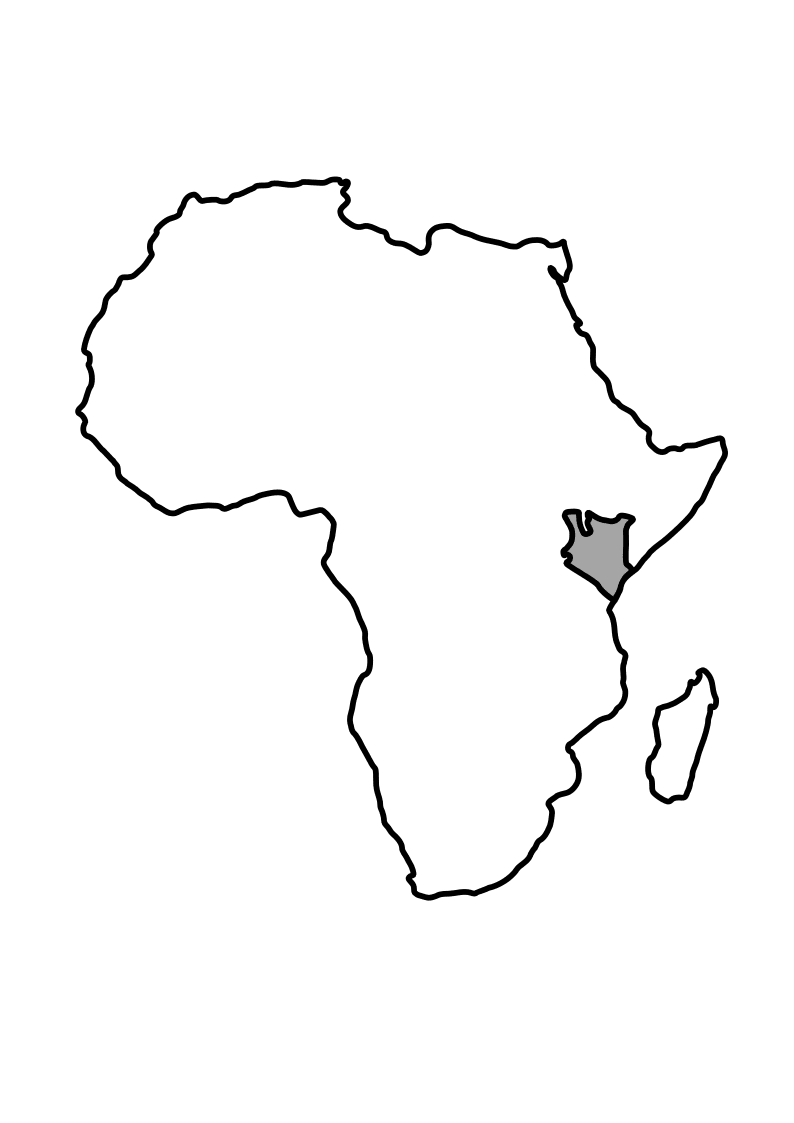 Map of Africa with Kenya highlighted.