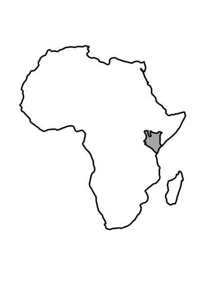 Map of Africa with Kenya highlighted.