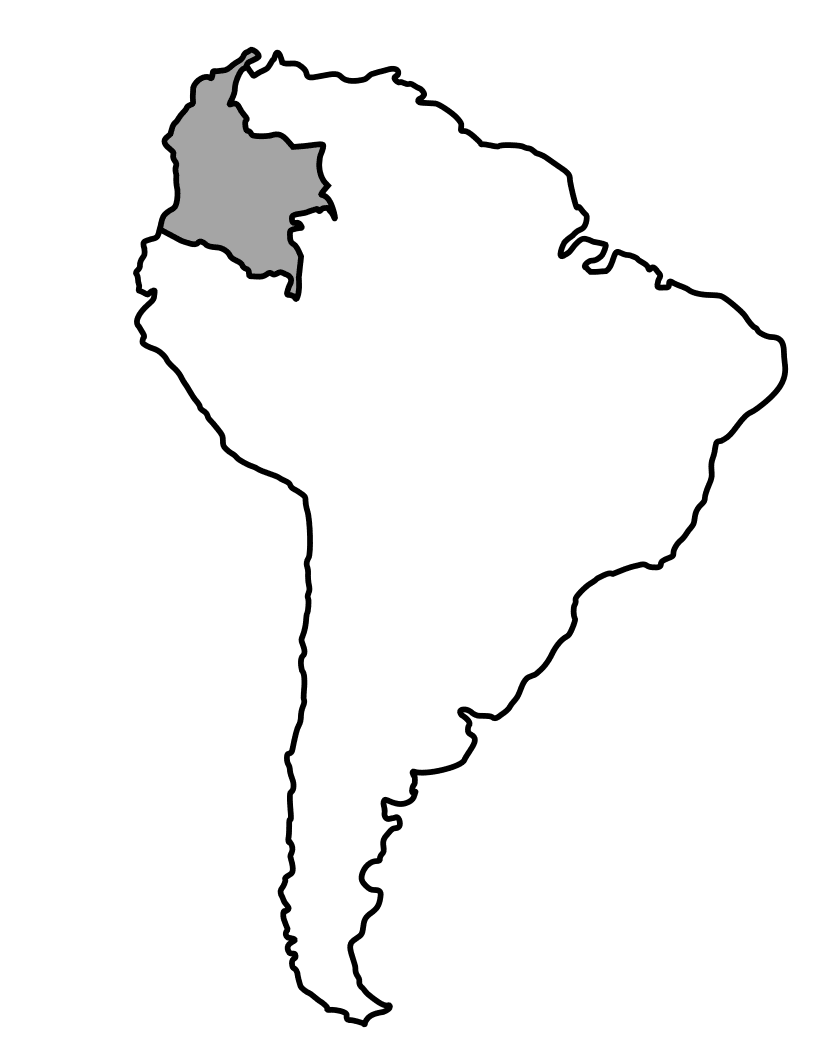 Map of South America with Colombia highlighted.