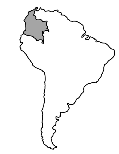 Map of South America with Colombia highlighted.