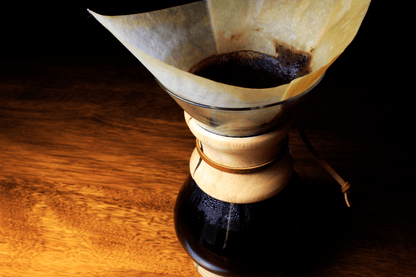 Fresh brewed coffee from pour over technique.